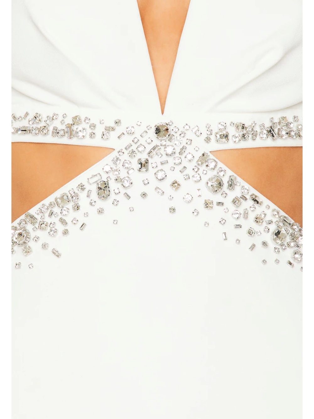 A.L.C. Trina dress Elegant White Cutout Evening Gown with Rhinestone Accents - Picture 3 of 4